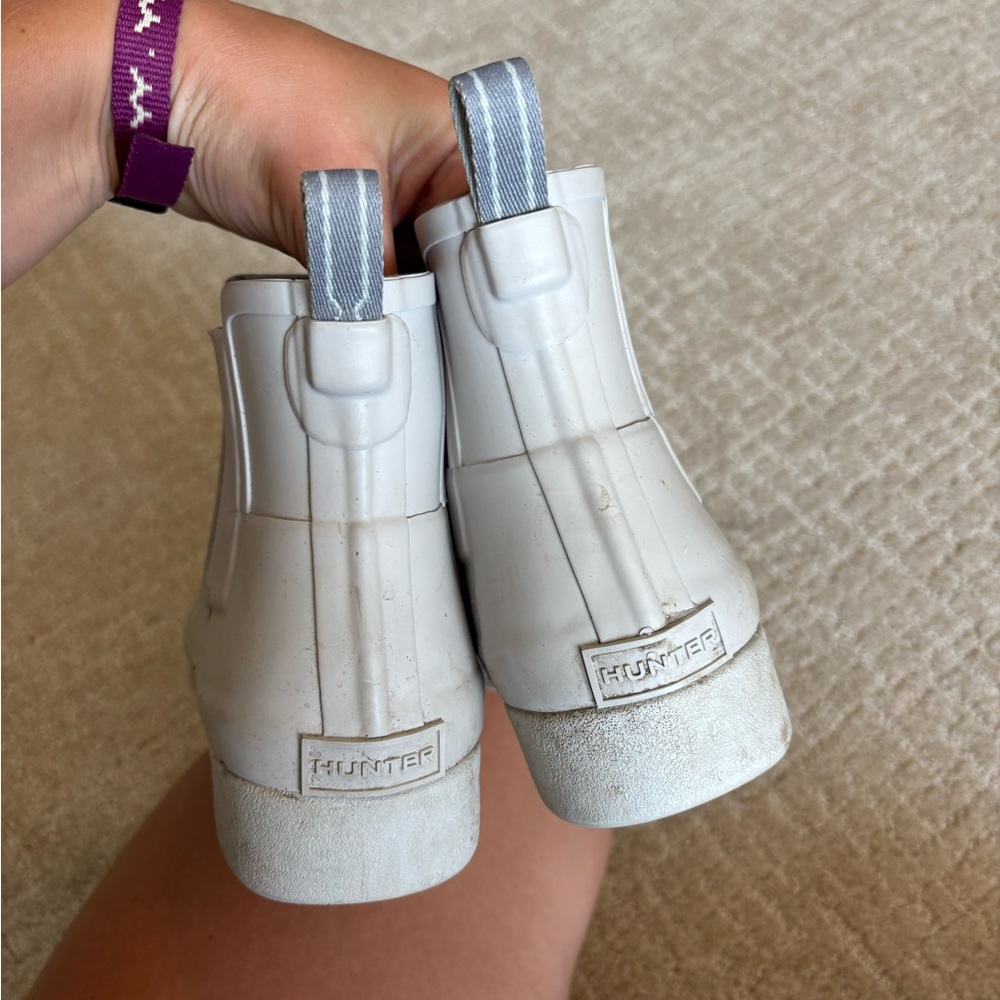 Hunter Classic White Ankle Boots
